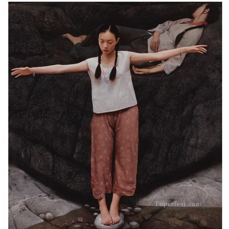 宜河の水 WYD 中国の女の子油絵